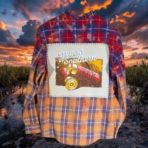 Upcycled Plaid Red And Orange Shirt